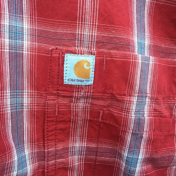 Carhartt Button Down Shirt Mens 2XL Red Plaid Relaxed Fit Rugged Western - Picture 3 of 10